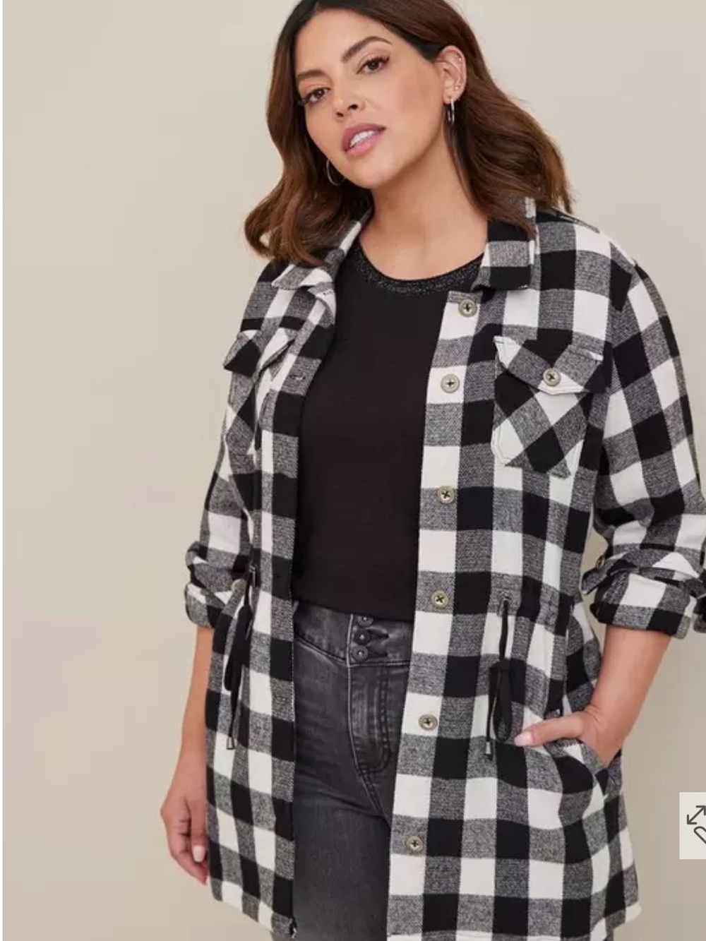 Torrid Brushed Cotton Shacket Jacket Checkerboard Pattern Sz 3 (Plus Sz 22-24)